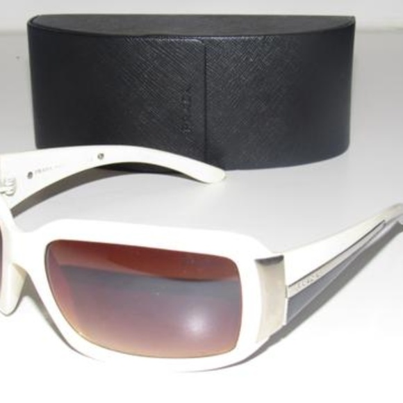 Prada Retro Heavy Plastic Ivory Silver Wraparound - Picture 1 of 8